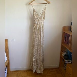 HONEY CHELSEA Gold A-line Prom Dress